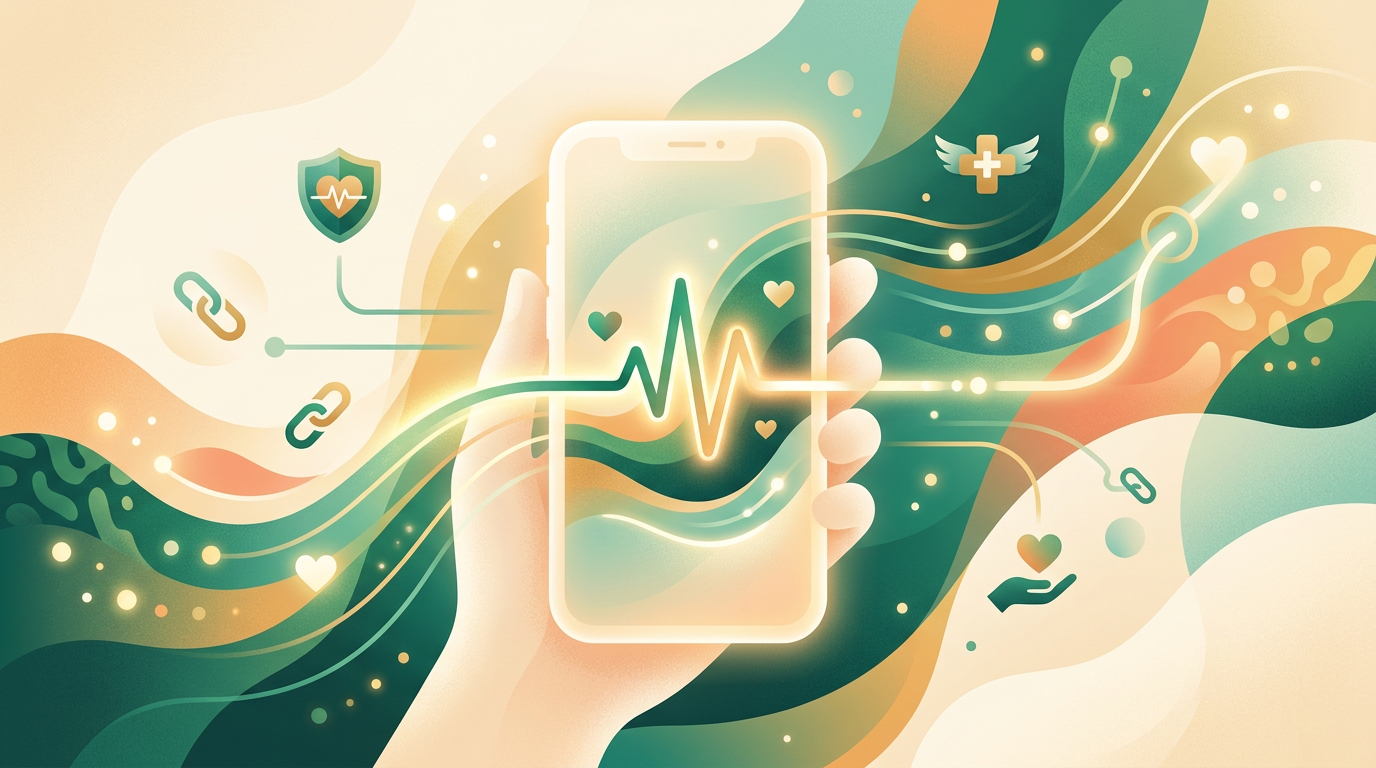 Abstract friendly digital portal and mobile wellness aesthetic